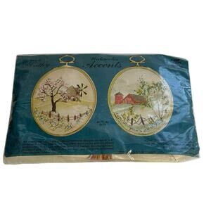 Cathy Needlecraft Watercolor Accents Windmill and Barn Crewel Embroidery Kit